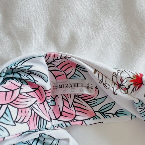 Zaful bikini bottoms white floral bathing suit medium us size 6 womens swimsuit - Picture 10 of 11